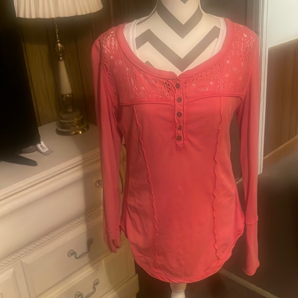 Free people button down lacy henley
